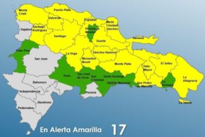 COE mantiene 17 provincias en alerta amarilla por incidencia de vaguada