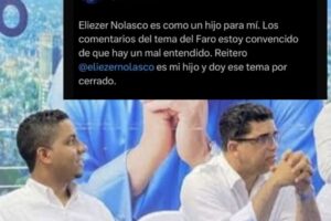 Dío Astacio aclara incidente en el Faro a Colón; afirma que Eliezer Nolasco “es como un hijo” y da el tema por cerrado